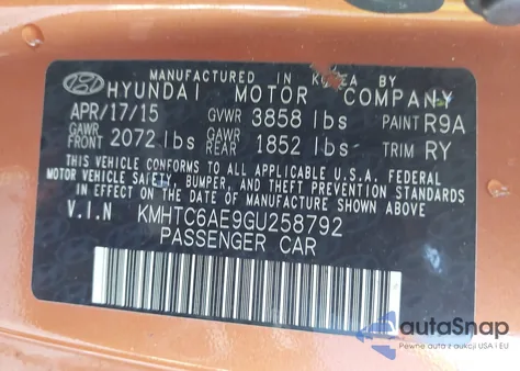 2016 Hyundai Veloster Turbo from USA, damaged, VIN KMHTC6AE9GU258792